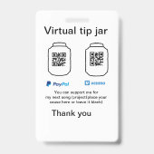 Virtuele fooienpot QR-code geld donatie PayPal ven Badge (Achterkant)