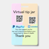 Virtuele fooienpot QR-code geld donatie PayPal ven Badge (Achterkant)