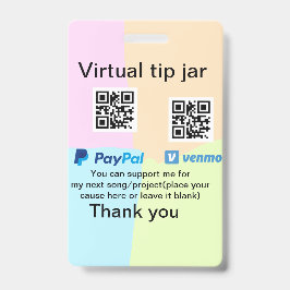 Virtuele fooienpot QR-code geld donatie PayPal ven Badge