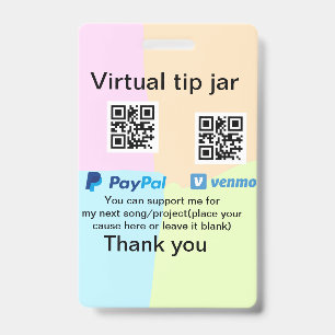 Virtuele fooienpot QR-code geld donatie PayPal ven Badge