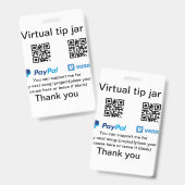 Virtuele fooienpot QR-code geld donatie PayPal ven Badge (Voor- en achterkant)