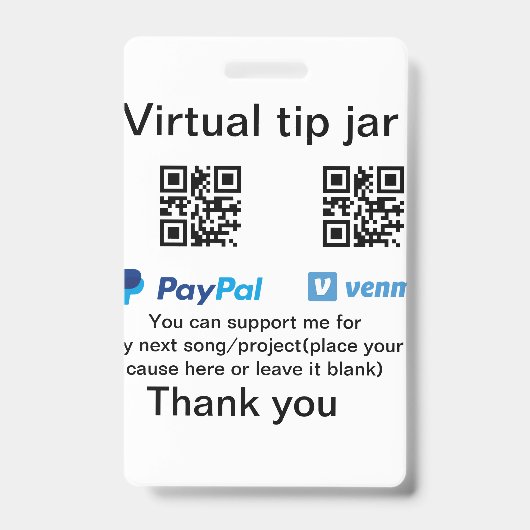 Virtuele fooienpot QR-code geld donatie PayPal ven Badge (Voorzijde)