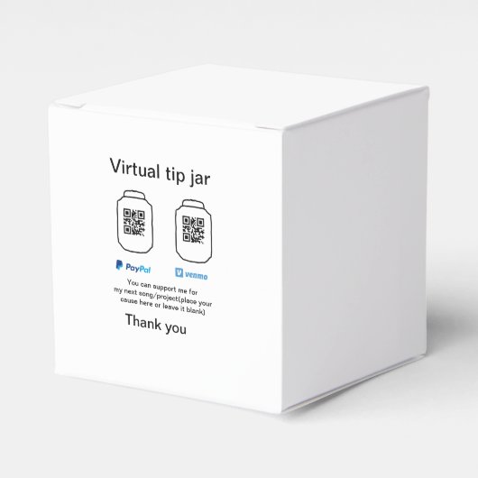 Virtuele fooienpot QR-code geld donatie PayPal ven Bedankdoosjes (Voorkant Zijde)