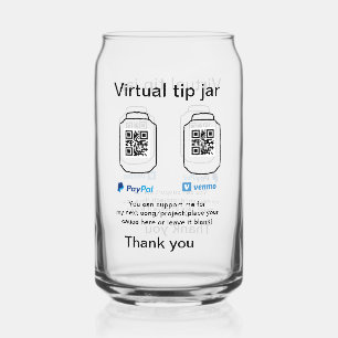 Virtuele fooienpot QR-code geld donatie PayPal ven Blikvorm Glas