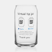 Virtuele fooienpot QR-code geld donatie PayPal ven Blikvorm Glas (Achterkant)