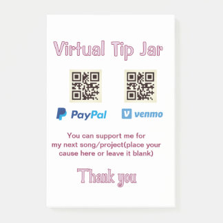 Virtuele fooienpot QR-code geld donatie PayPal ven Post-it® Notes