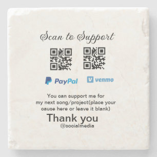 Virtuele fooienpot QR-code geld donatie PayPal ven Stenen Onderzetter