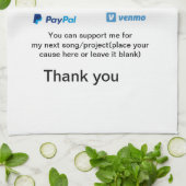 Virtuele fooienpot QR-code geld donatie PayPal ven Theedoek (Gevouwen)