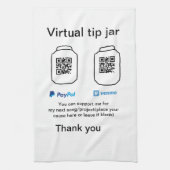 Virtuele fooienpot QR-code geld donatie PayPal ven Theedoek (Verticaal)