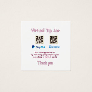 Virtuele fooienpot QR-code geld donatie PayPal ven Vierkante Visitekaartjes