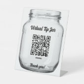 Virtuele fooienpot, Scan om te fooi Glazen pot Reclamebord Met Voetstuk (Voorkant)