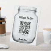 Virtuele fooienpot, Scan om te fooi Glazen pot Reclamebord Met Voetstuk (Insitu)