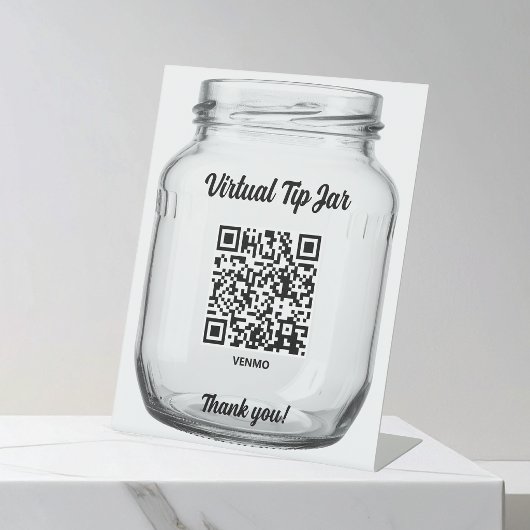 Virtuele fooienpot, Scan om te fooi Glazen pot Reclamebord Met Voetstuk