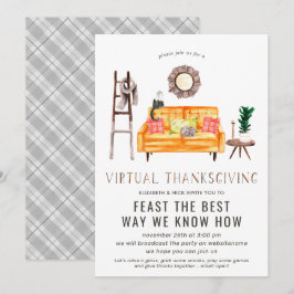 Virtuele Friendsgiving Thanksgiving-dinerfeest Kaart