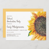 Virtuele graduPartij Gele bruine zonnebloem Kaart (Voorkant / Achterkant)