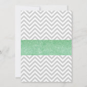Virtuele Groene Olifant Chevron Glitter Baby Showe Kaart (Achterkant)