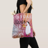 Virtuele handgrepen overal rond kleurenmengsel tote bag (Dichtbij)