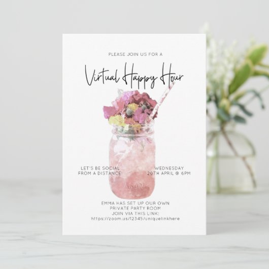 Virtuele Happy Hour Party sociale afstand, helder Kaart (Staand voorkant)