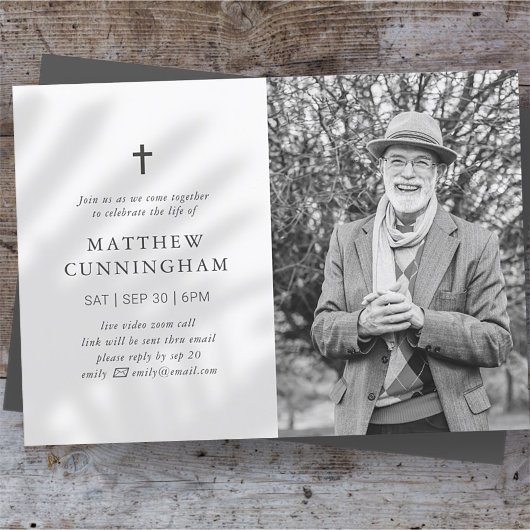 Virtuele herdenkingsviering van het leven eenvoudi kaart