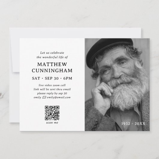 Virtuele herdenkingsviering van het leven eenvoudi kaart (Voorkant)