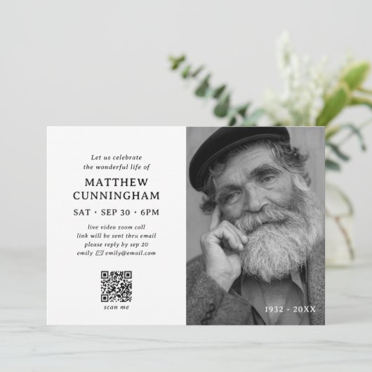 Virtuele herdenkingsviering van het leven eenvoudi kaart (Staand voorkant)