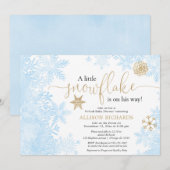 Virtuele jongen baby shower blauw goud kleine snee kaart (Voorkant / Achterkant)