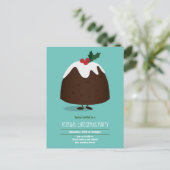 Virtuele kerstfeestdag - Blauwgroen witte Cartoon Uitnodiging Briefkaart (Staand voorkant)