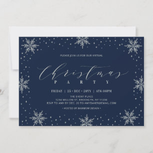 Virtuele kerstfeestdag in Silver & Navy Winter Kaart