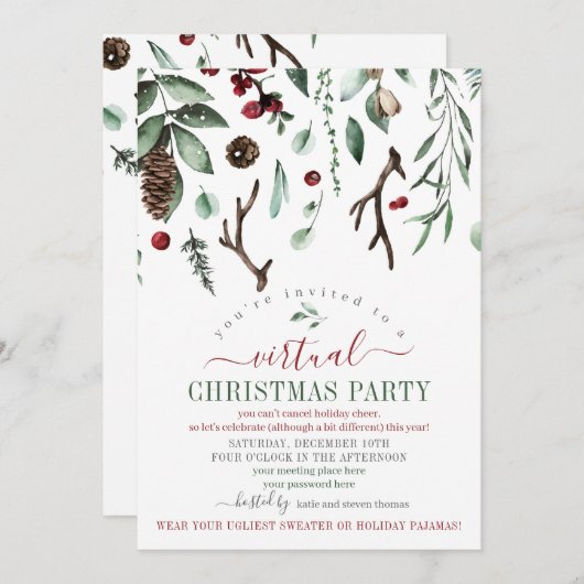 Virtuele kerstfeestdag kaart (Voorkant / Achterkant)