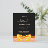 Virtuele kerstfeestdag roos gouden zwarte uitnodig briefkaart (Staand voorkant)