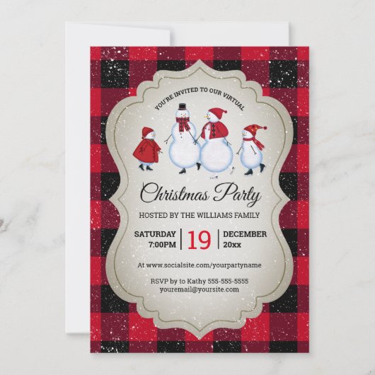 Virtuele kerstfeestdag Snowman Red Buffalo Pset Kaart (Voorkant)