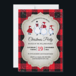 Virtuele kerstfeestdag Snowman Red Buffalo Pset Kaart<br><div class="desc">Deze charmante virtuele kerstfeestelijke uitnodiging is voorzien van een sneeuwpopfamilie die op een beige achtergrond met een rode en zwarte buffelstaart met vallende sneeuw samenvalt. Ontworpen door kunstenaar ©Susan Coffey.</div>