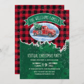Virtuele kerstfeestdag  vrachtwagen rood geplakt kaart (Voorkant / Achterkant)