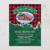 Virtuele kerstfeestdag vrachtwagen rood geplakt uitnodiging briefkaart (Voorkant)