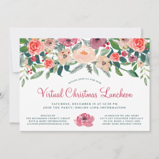 Virtuele kerstfeestelijke WinterFlorals Kaart (Voorkant)