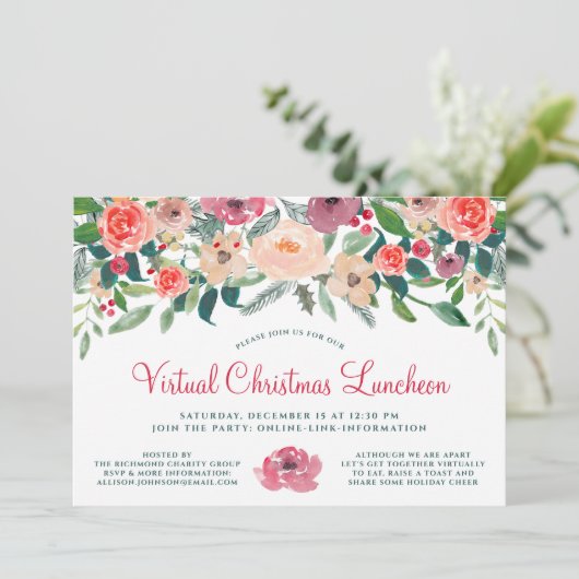 Virtuele kerstfeestelijke WinterFlorals Kaart (Staand voorkant)