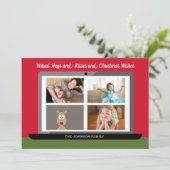 Virtuele kerstwensen - 3 foto-vergadering feestdagenkaart (Staand voorkant)