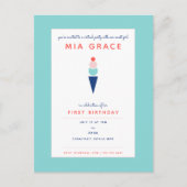 Virtuele Kinderverjaardag Ijs Modern Feest Aqua Briefkaart (Voorkant)