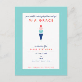 Virtuele Kinderverjaardag Ijs Modern Feest Aqua Briefkaart