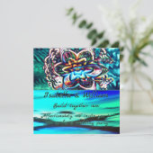 Virtuele kleurrijke bloem met violette straal kaart (Staand voorkant)