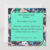 Virtuele kleurrijke bloem met violette straal kaart (Achterkant)