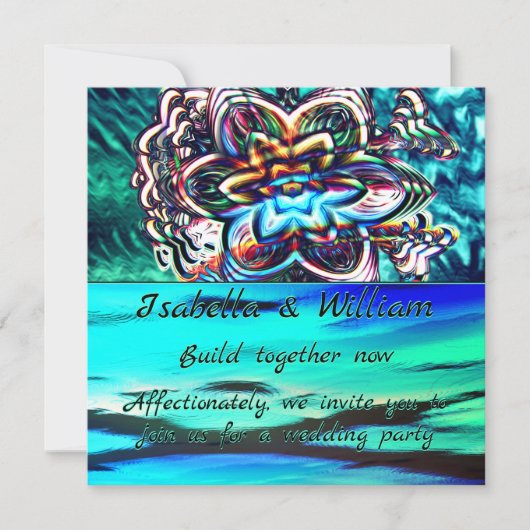 Virtuele kleurrijke bloem met violette straal kaart (Voorkant)