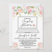 Virtuele koppel bruidsmeisjesfeest bloemenuitnodig kaart (Voorkant)