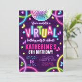 Virtuele neongloed in de uitnodiging voor een donk (Staand voorkant)