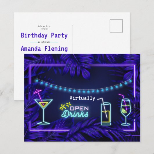 Virtuele neonvolwassen Drinken op zaterdag Briefkaart (Voorkant / Achterkant)