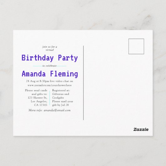 Virtuele neonvolwassen Drinken op zaterdag Briefkaart (Achterkant)