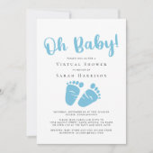 Virtuele Oh Baby Boy Shower Blue Feet Kaart (Voorkant)