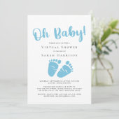 Virtuele Oh Baby Boy Shower Blue Feet Kaart (Staand voorkant)