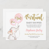 Virtuele olifant Baby shower Kaart (Voorkant / Achterkant)