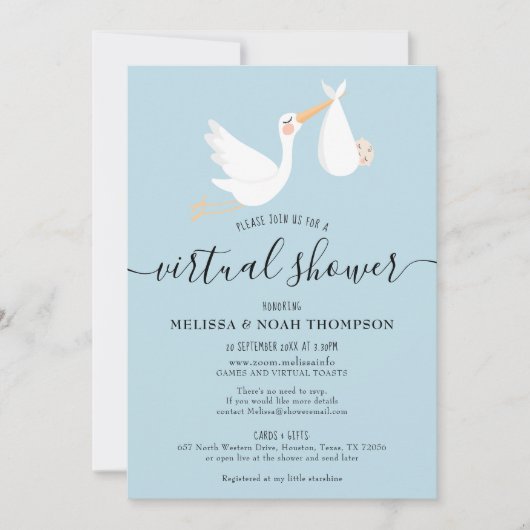 Virtuele online baby shower op afstand kaart (Voorkant)